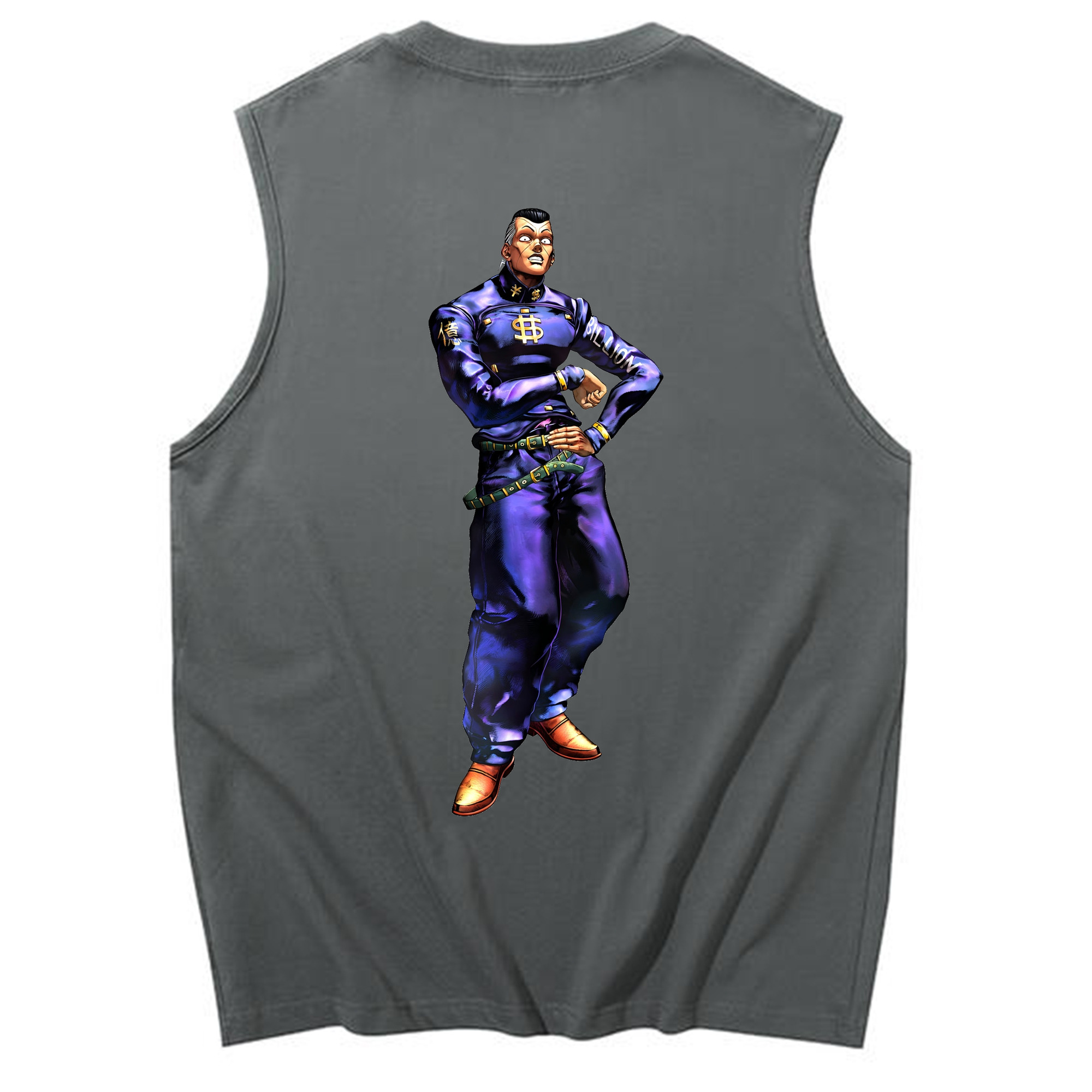 （画像用） ジョジョの奇妙な冒険 虹村億泰 にじむら おくやす JoJo's Bizarre Adventure Nijimura Okuyasu コットン100％タンクトップ（背面プリント）
